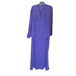 Dressbarn Woman‎ Collection Purple Beaded Embellished Jacket Dress Set 20W